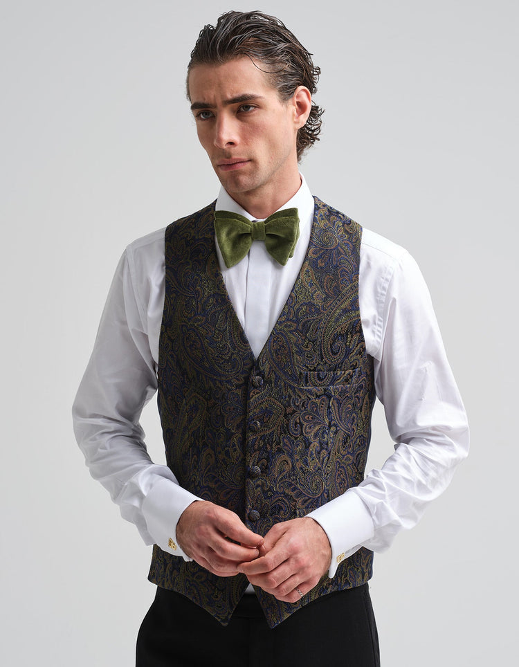 Midnight Paisley Jacquard Waistcoat - Gresham Blake Online