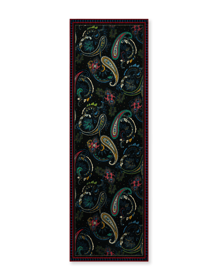 Midnight Paisley Silk & Cashmere Herringbone Scarf - Gresham Blake Online