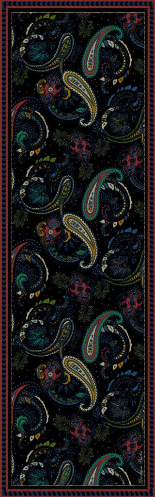 Midnight Paisley Silk & Cashmere Herringbone Scarf - Gresham Blake Online