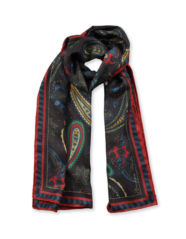 Midnight Paisley Silk & Cashmere Scarf - Gresham Blake Online