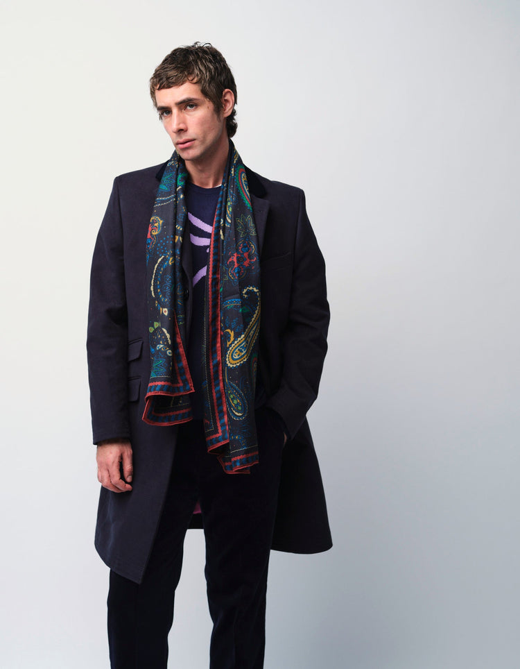 Midnight Paisley Silk & Cashmere Scarf - Gresham Blake Online