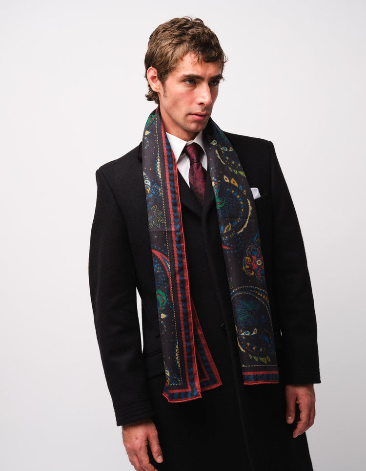 Midnight Paisley Silk & Cashmere Scarf - Gresham Blake Online