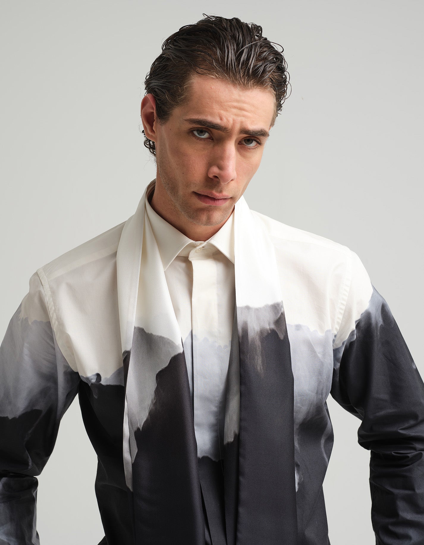 Monochrome Dip Dye Silk Scarf | Gresham Blake Online