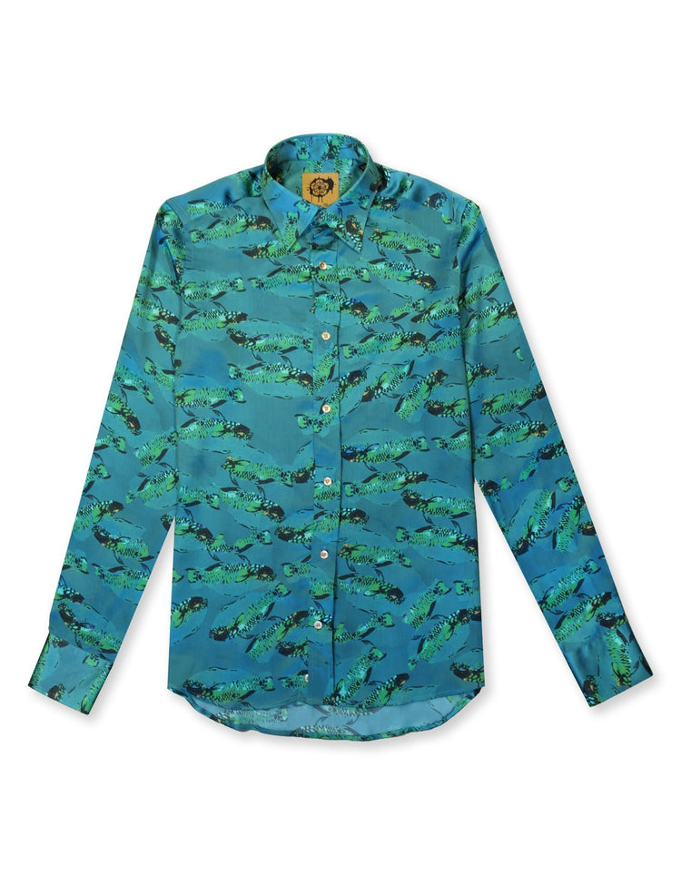 Moonlight Fish Silk Shirt - Gresham Blake Online