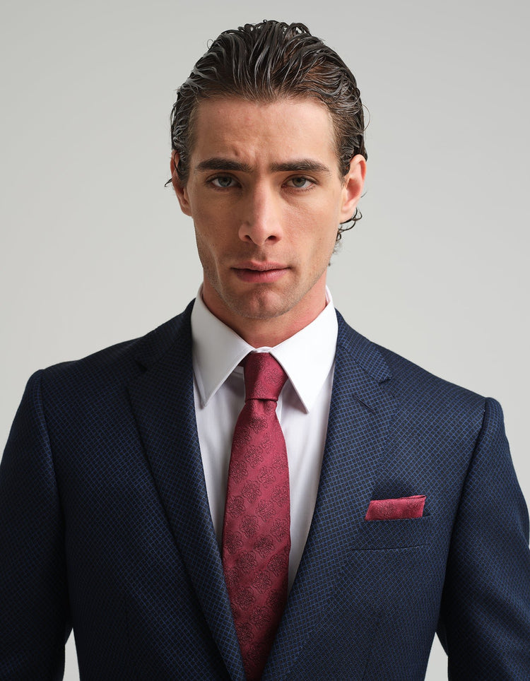 Navy & Black Diamond Jacquard Suit - Gresham Blake Online