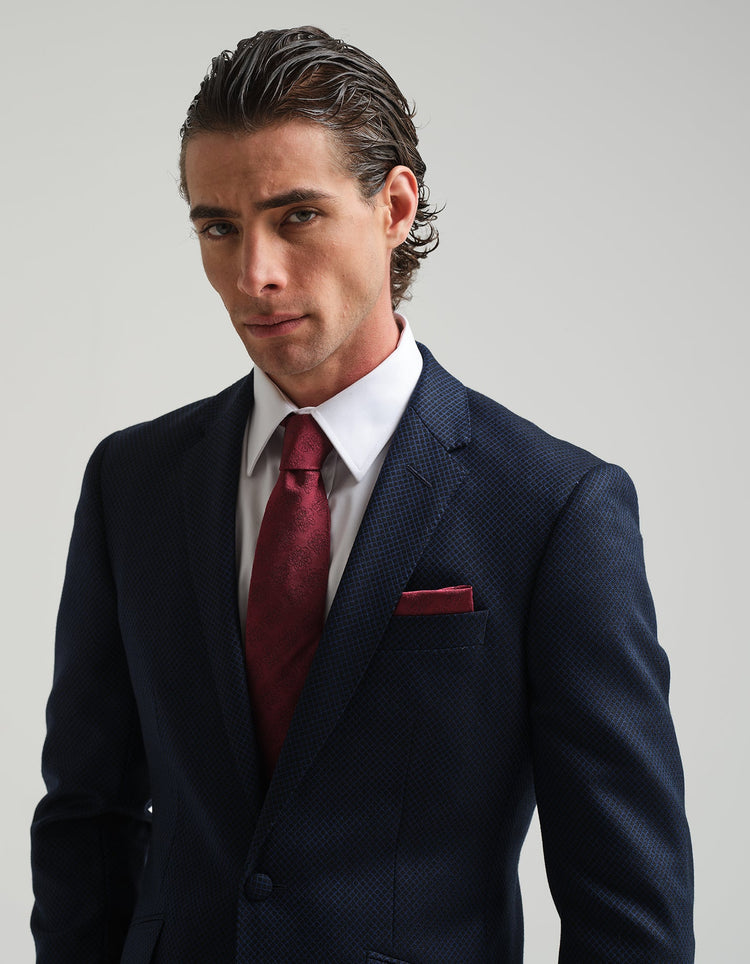 Navy & Black Diamond Jacquard Suit - Gresham Blake Online