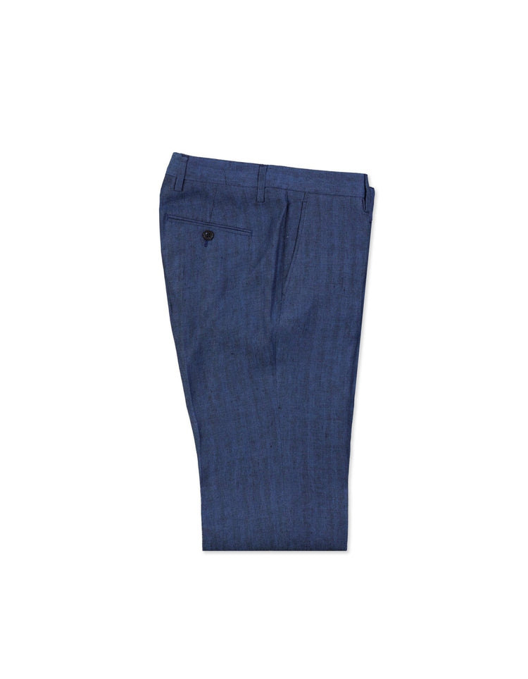 Navy & Black Herringbone Linen Suit - Gresham Blake Online