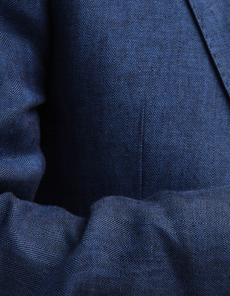 Navy & Black Tonic Herringbone Linen Suit - Gresham Blake Online