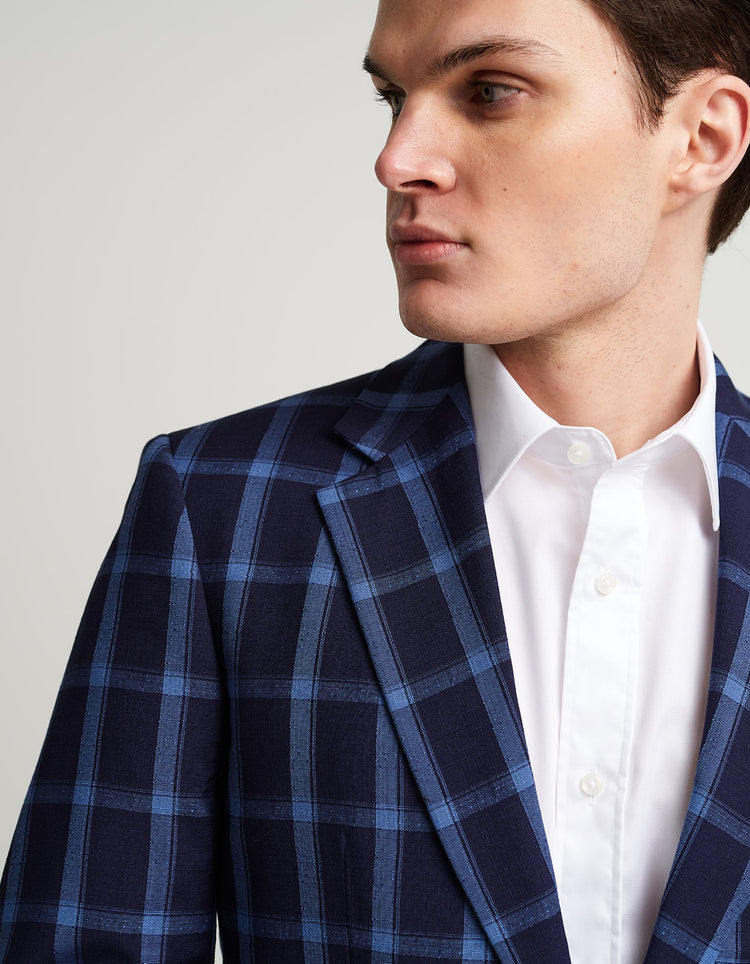Navy & Blue Windowpane Suit - Gresham Blake Online