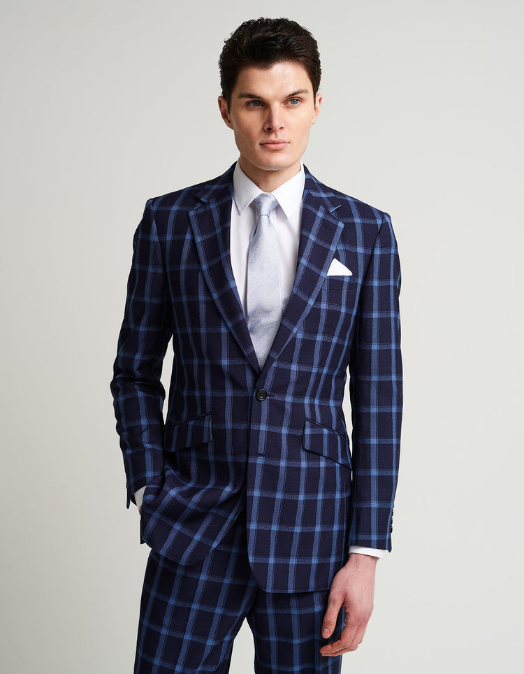 Navy & Blue Windowpane Suit - Gresham Blake Online