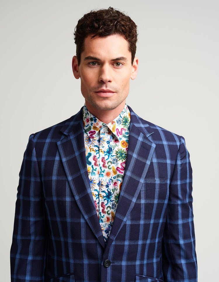Navy & Blue Windowpane Suit - Gresham Blake Online