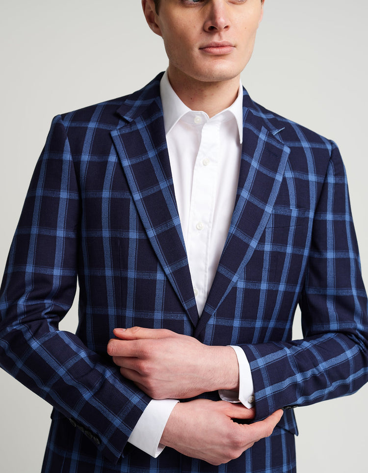 Navy & Blue Windowpane Suit - Gresham Blake Online