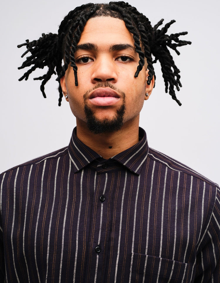 Navy Casual Stripe Shirt - Gresham Blake Online