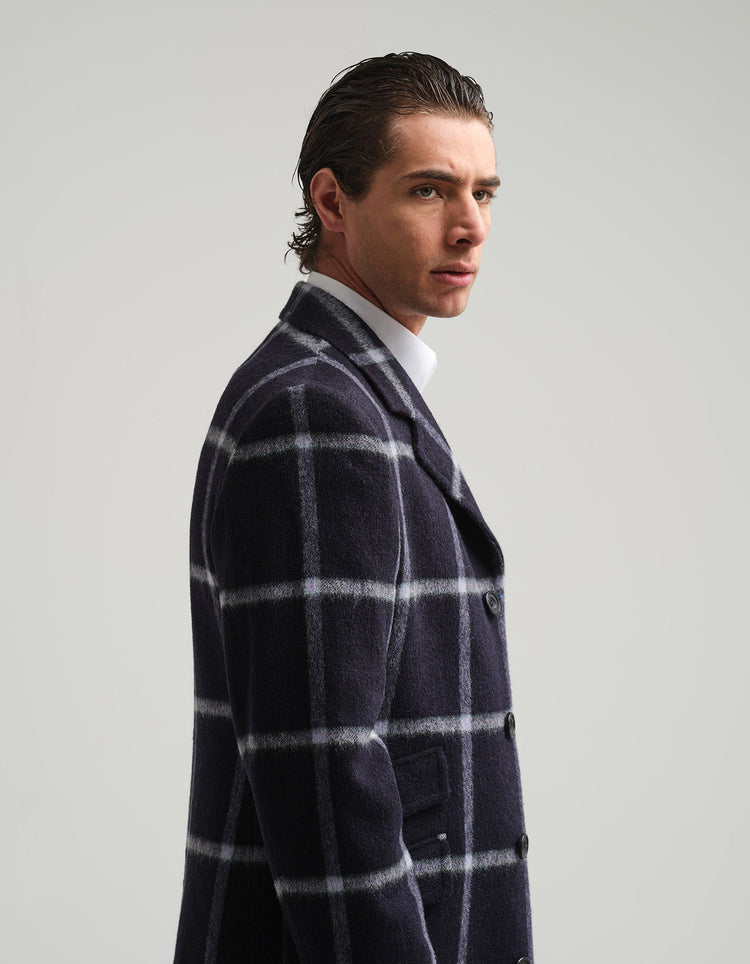 Navy Check Covert Coat - Gresham Blake Online
