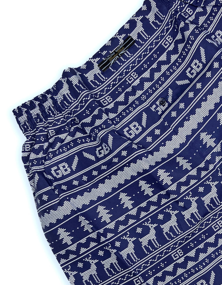Navy Christmas Knit Pattern Boxer Shorts - Gresham Blake Online
