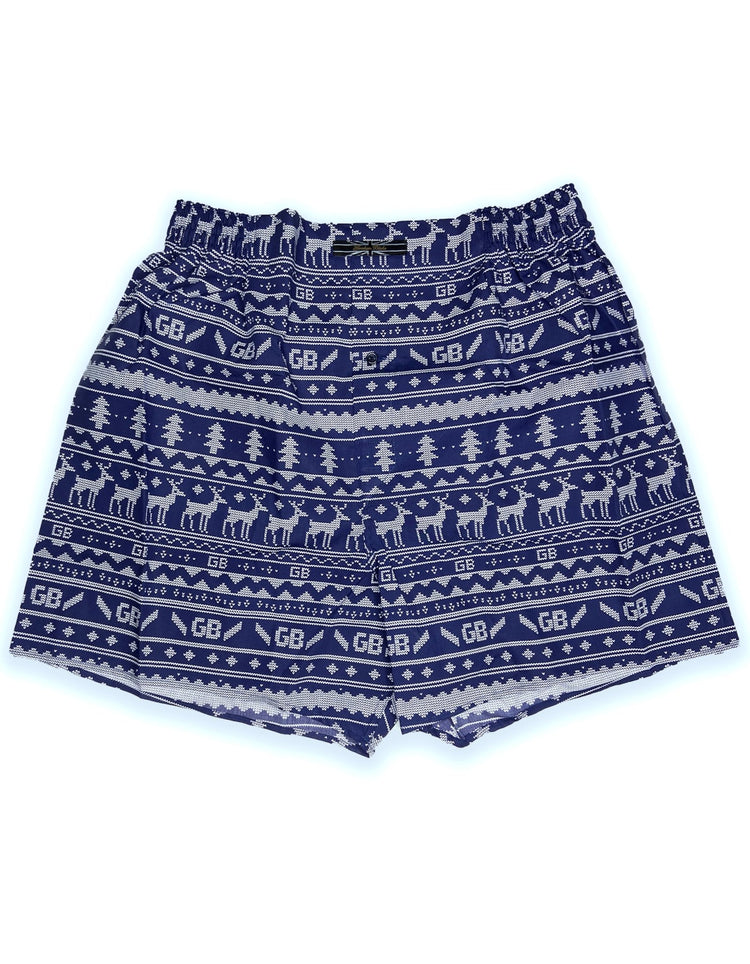 Navy Christmas Knit Pattern Boxer Shorts - Gresham Blake Online