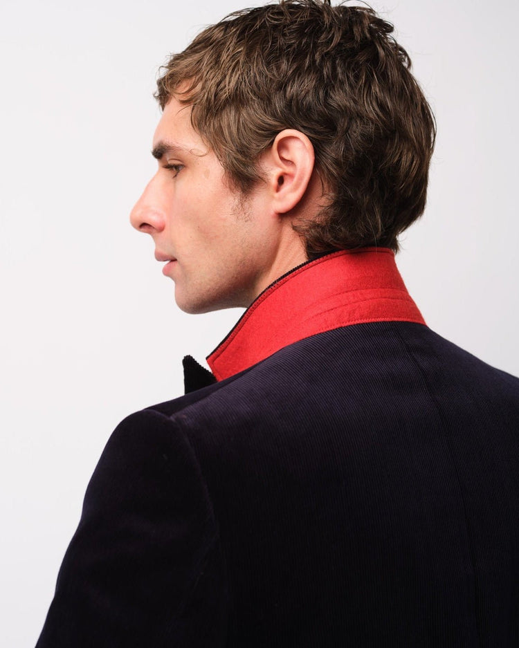 Navy Corduroy Double Breasted Suit - Gresham Blake Online