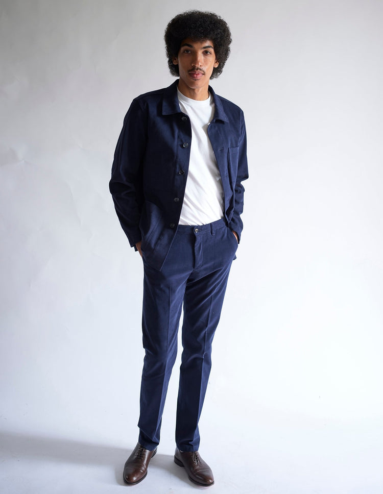 Navy Cotton Shacket - Gresham Blake Online