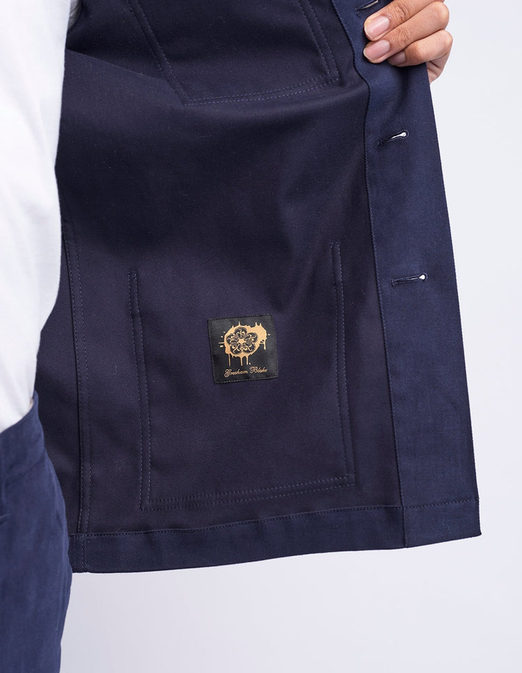 Navy Cotton Shacket - Gresham Blake Online