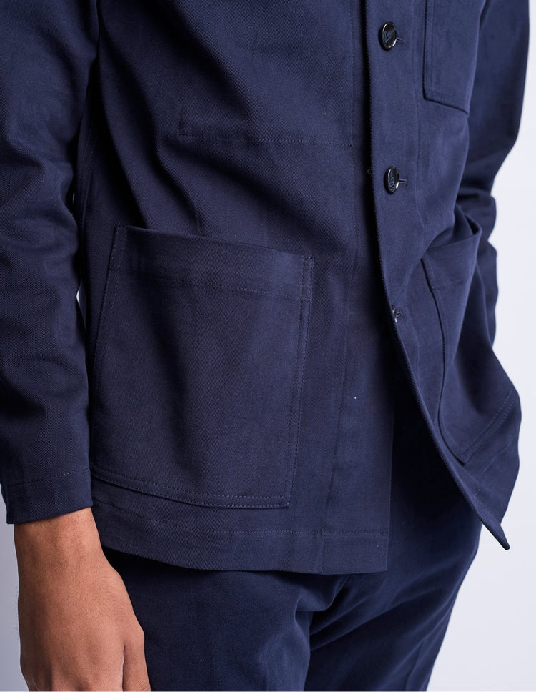 Navy Cotton Shacket - Gresham Blake Online
