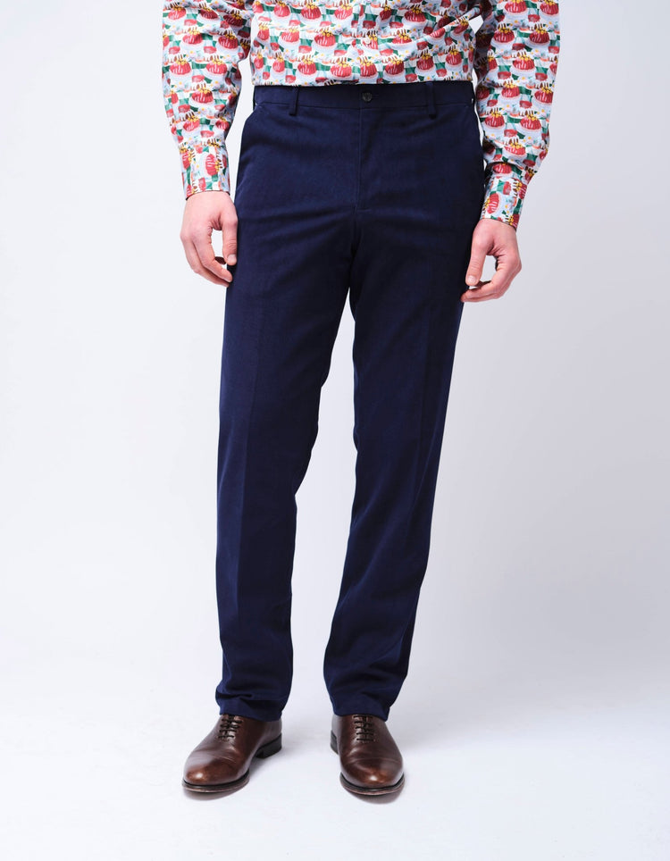 Navy Cotton Stretch Chino - Gresham Blake Online