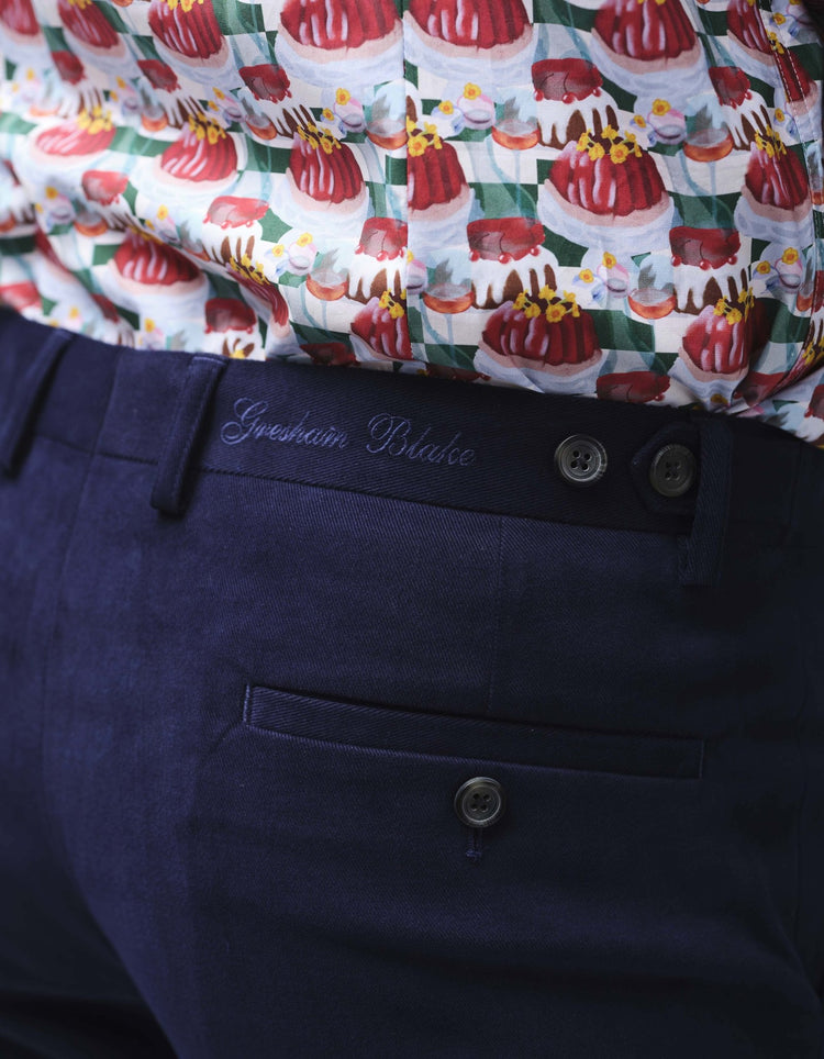 Navy Cotton Stretch Chino - Gresham Blake Online