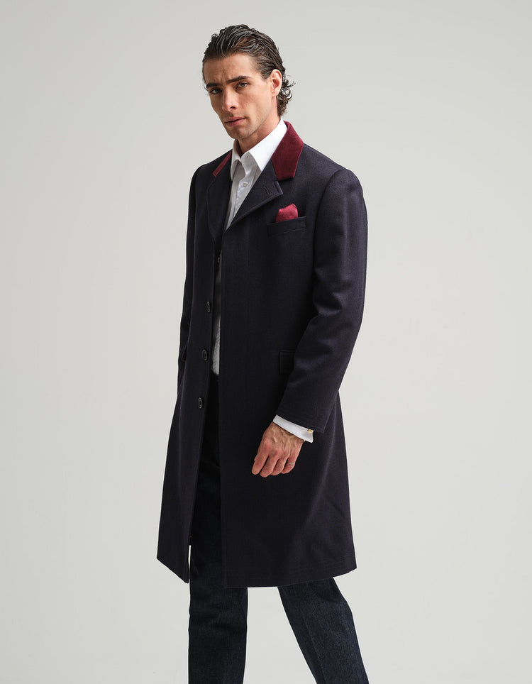 Navy Covert Coat - Gresham Blake Online