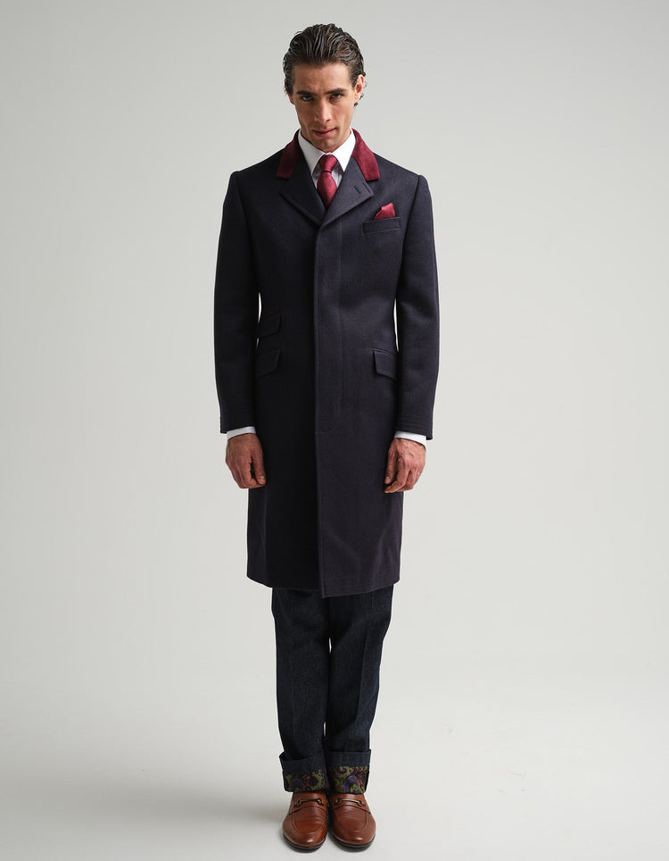 Navy Covert Coat - Gresham Blake Online