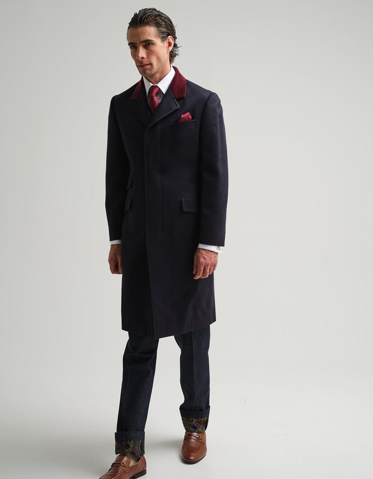 Navy Covert Coat - Gresham Blake Online