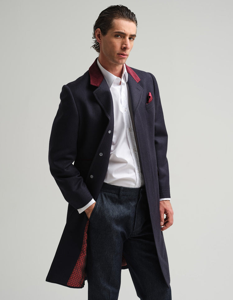 Navy Covert Coat - Gresham Blake Online