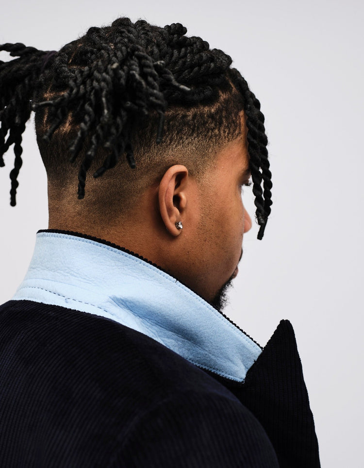 Navy Double Breasted Corduroy Coat GOLD COLLECTION - Gresham Blake Online