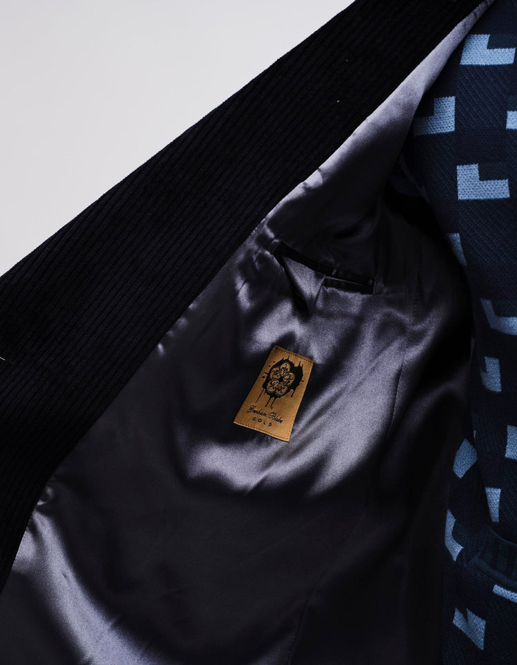 Navy Double Breasted Corduroy Coat GOLD COLLECTION - Gresham Blake Online