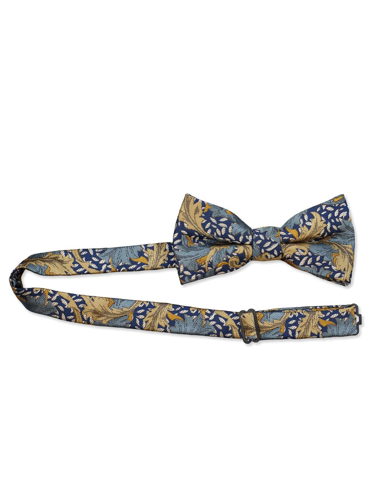 Navy & Gold Leaf Bow Tie, Silk Alternative - Gresham Blake Online