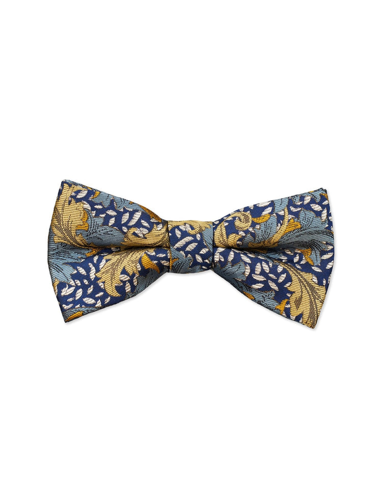 Navy & Gold Leaf Bow Tie, Silk Alternative - Gresham Blake Online