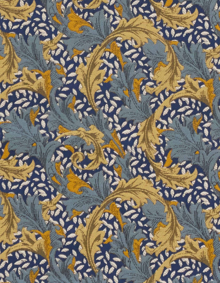 Navy & Gold Leaf Pocket Square, silk alternative - Gresham Blake Online