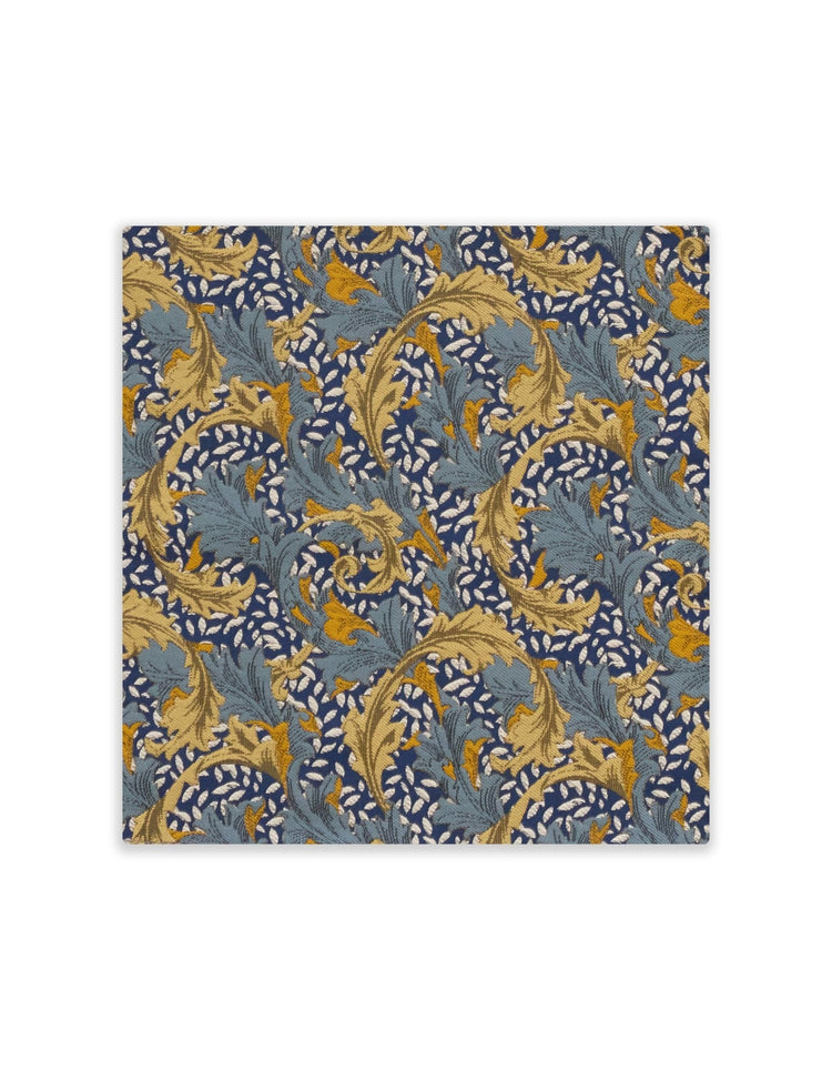 Navy & Gold Leaf Pocket Square, silk alternative - Gresham Blake Online