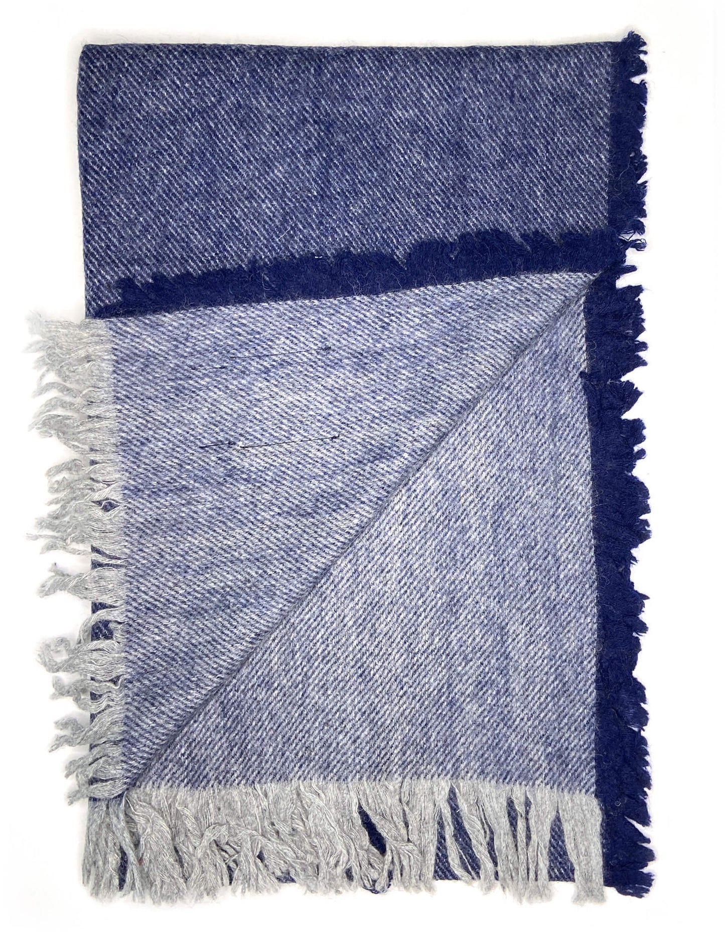 Navy & Grey Reversible Wool Scarf