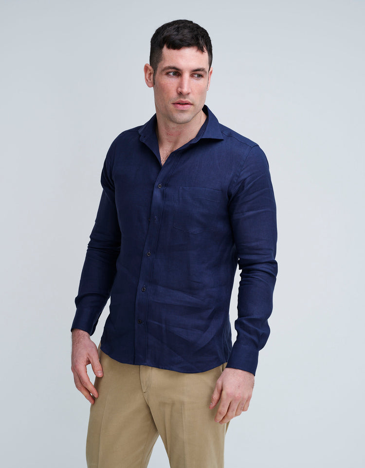 Navy Linen Shirt