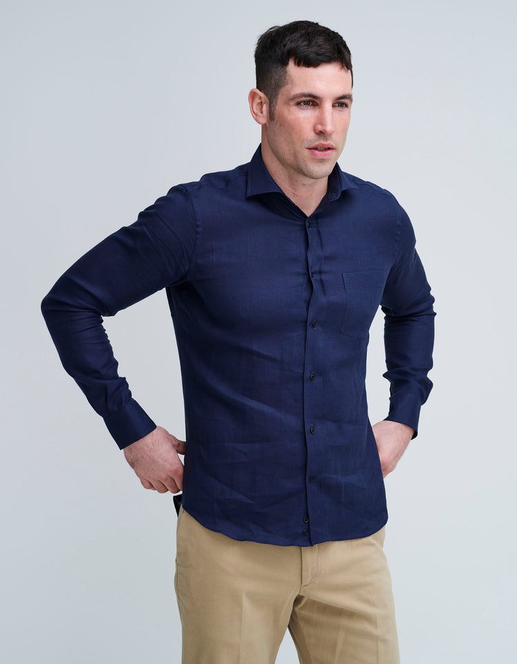 Navy Linen Shirt