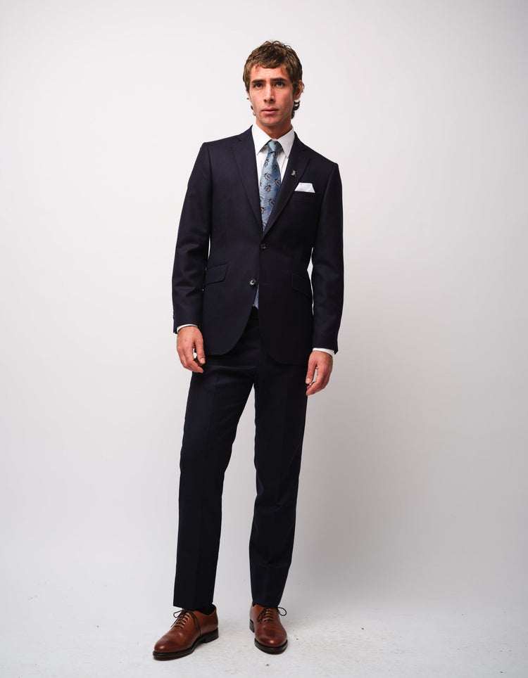 Navy Merino Wool Twill Suit - Gresham Blake Online