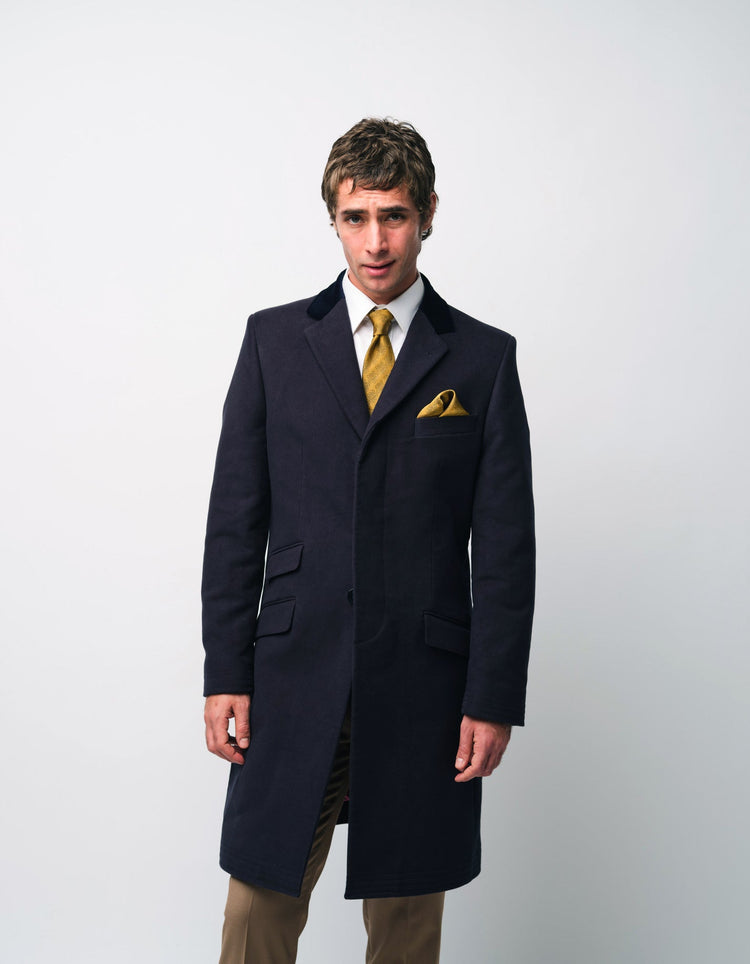 Navy Moleskin Covert Coat - Gresham Blake Online