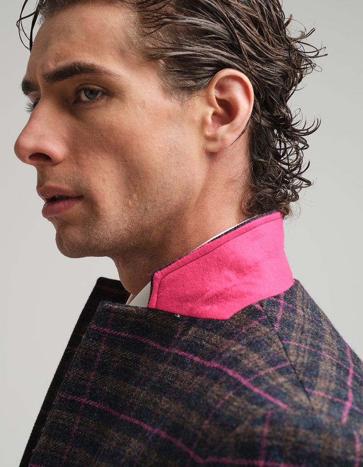 Navy & Pink Tweed Check Suit - Gresham Blake Online