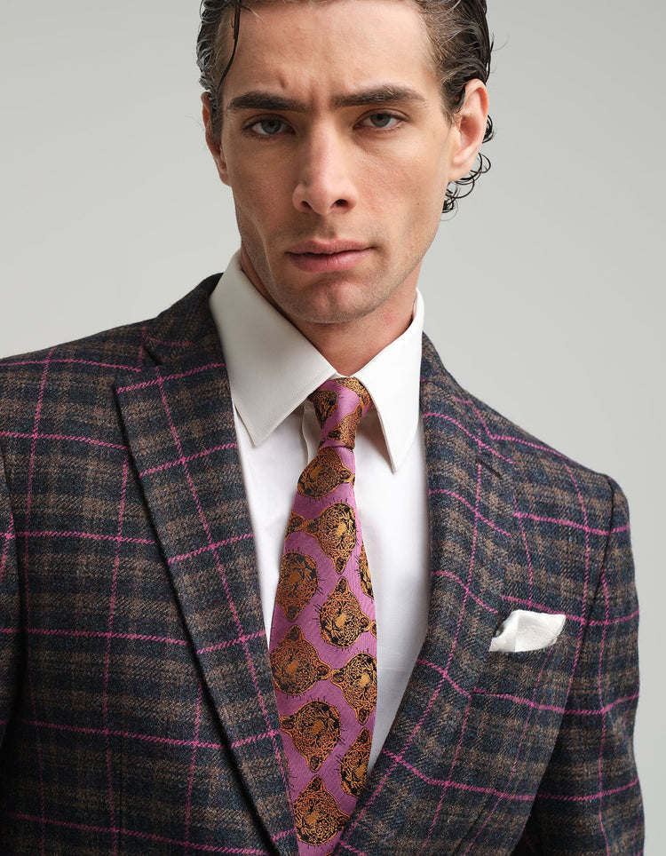 Navy & Pink Tweed Check Suit - Gresham Blake Online