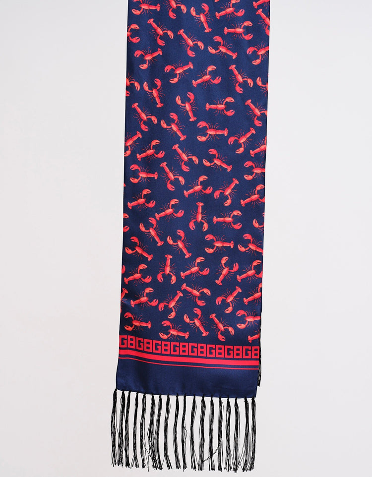 Navy & Red Lobster Silk Scarf - Gresham Blake Online