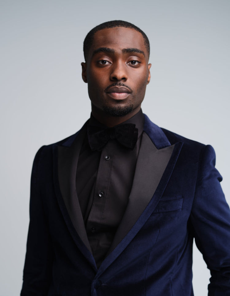 Navy Velvet Jacket - Gresham Blake Online