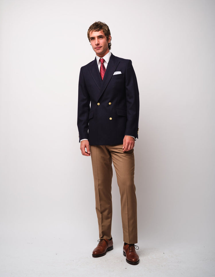 Navy Wool Double Breasted Jacket - Gresham Blake Online