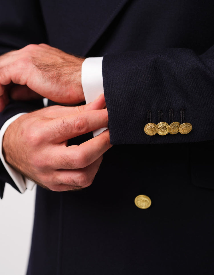 Navy Wool Double Breasted Jacket - Gresham Blake Online
