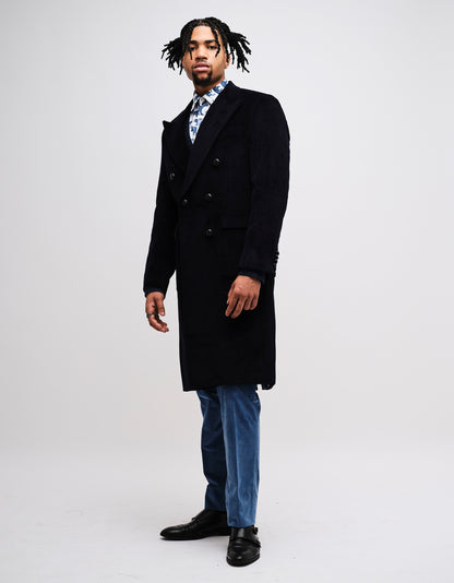 Navy Double Breasted Corduroy Coat GOLD COLLECTION