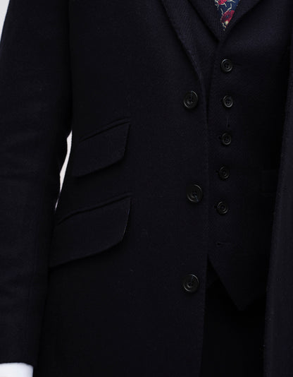 Navy Tweed 'Edwardian' 3 Piece Suit