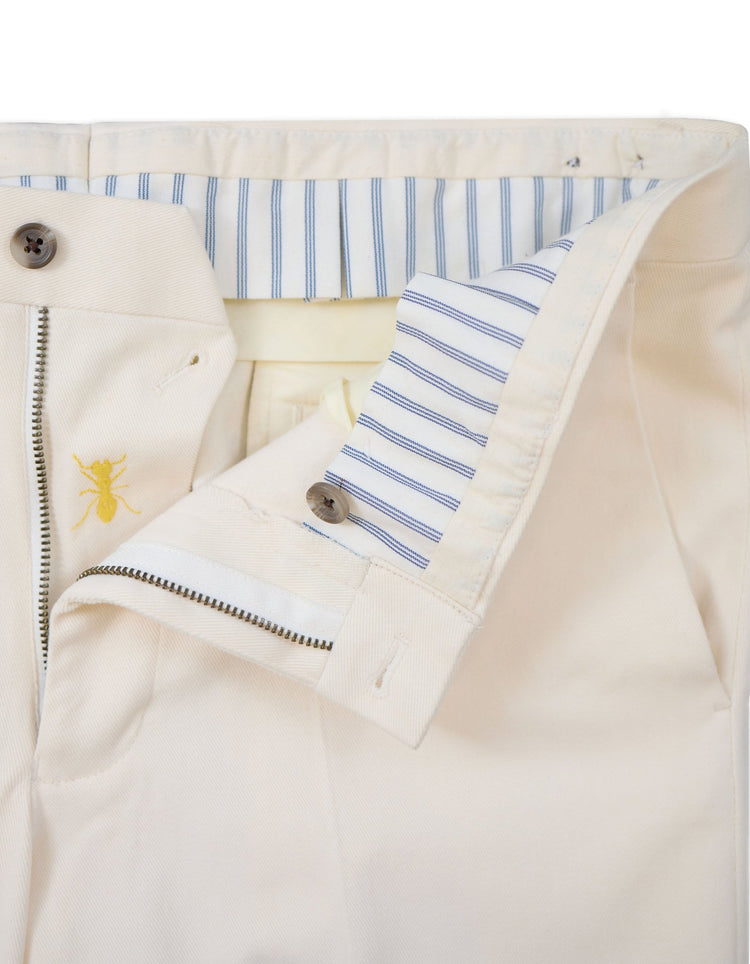 Off - White Cotton Stretch Chino - Gresham Blake Online